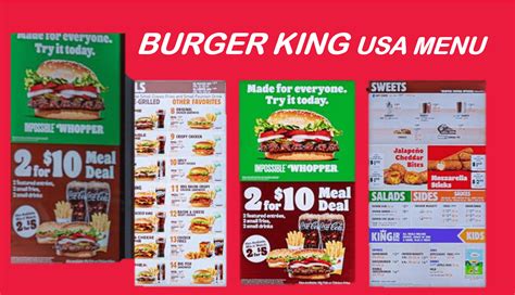 BK offers a variety of drinks to accompany their food. . Burger king usa menu